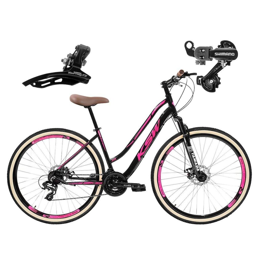 Bicicleta Retro Feminina 29 KSW Sunny 21V Shimano F. Disco
