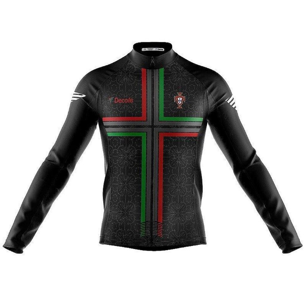 Camisa Ciclismo Copa Portugal Manga Longa Decole Uv Bike Mtb - Preto - P