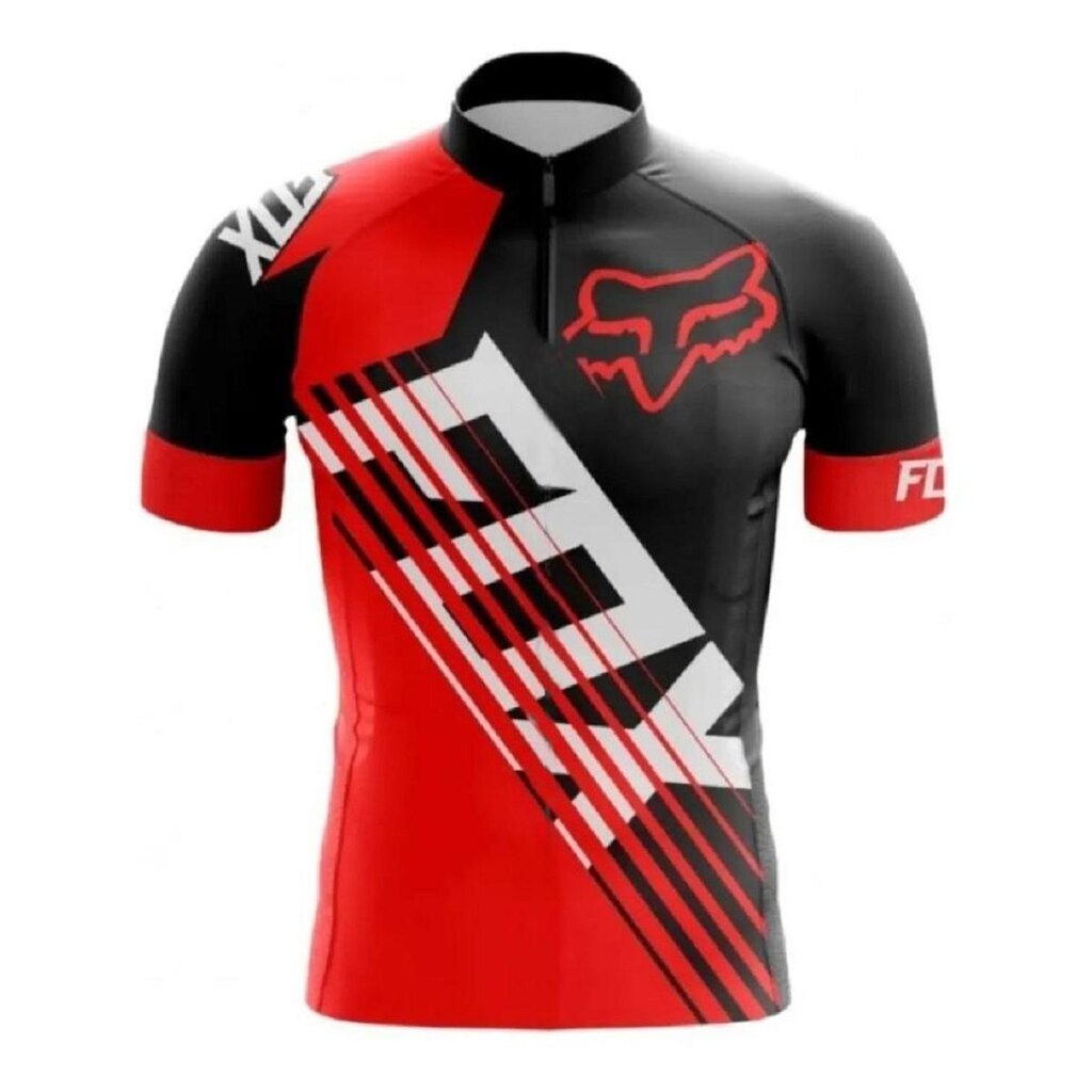 Camisa Ciclismo Manga Curta Fox Vermelho Infantil Bike Uv Mtb