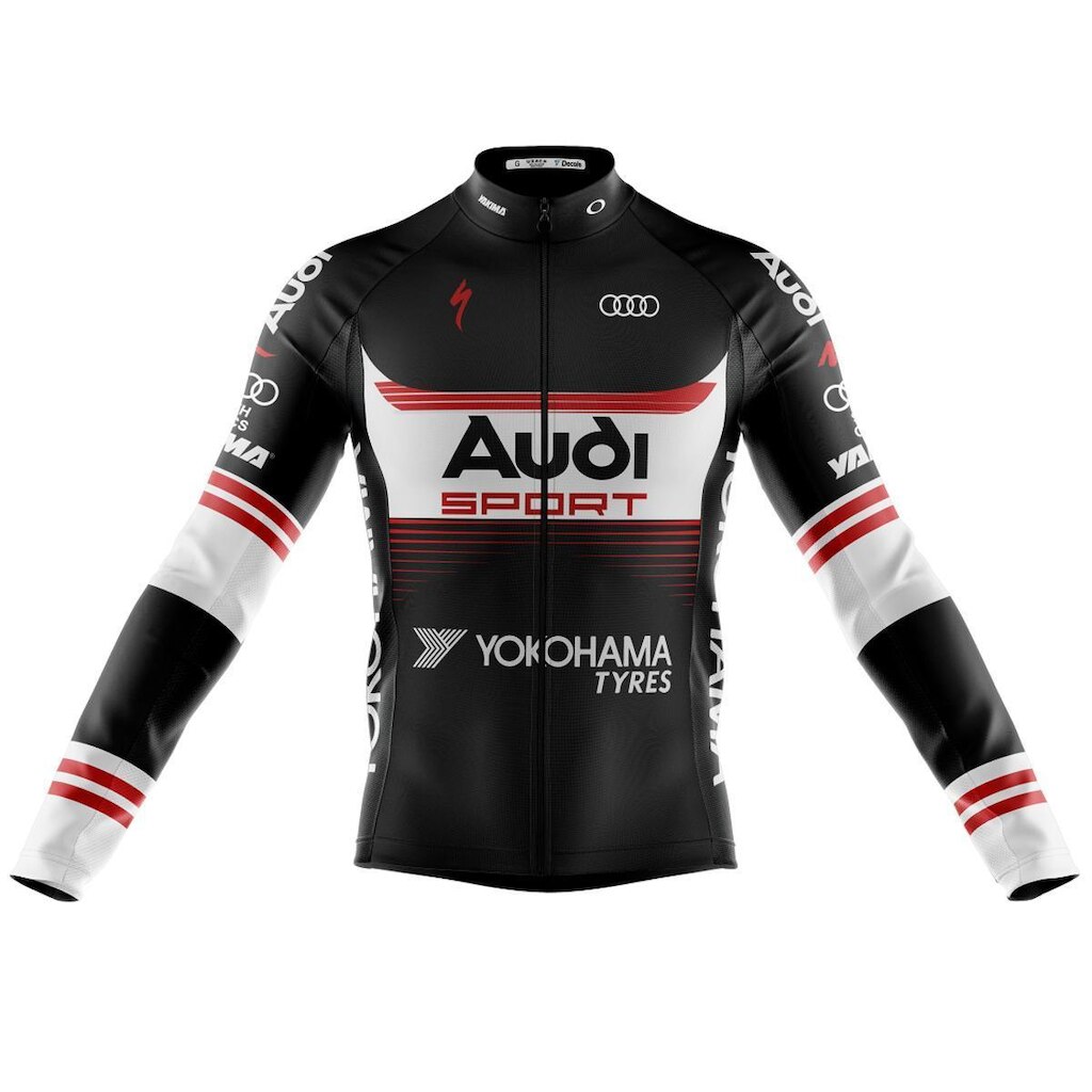 Camisa Ciclismo Manga Longa Bicicleta Audi Ziper Full Decole