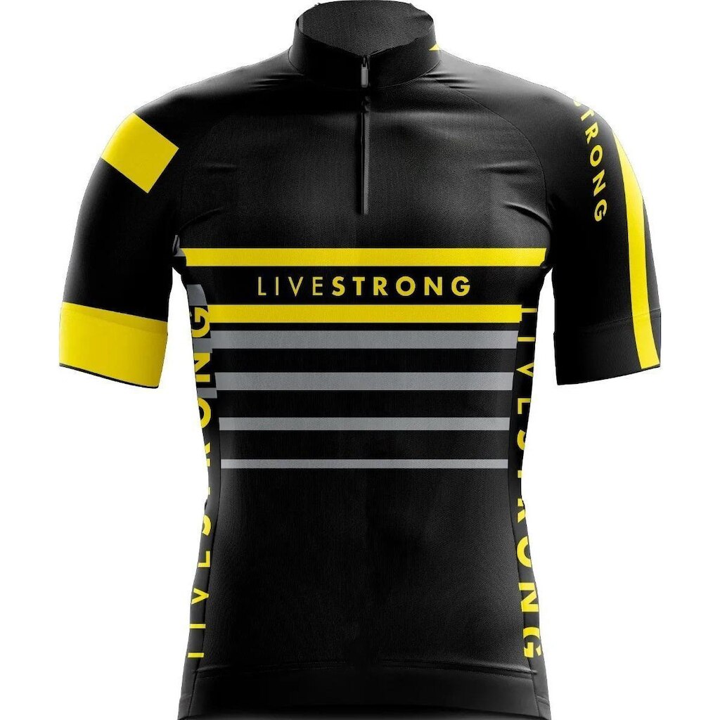 Camisa Manga Curta LiveStrong Ciclismo Mtb Bike Zíper UV+ Esportes Unissex
