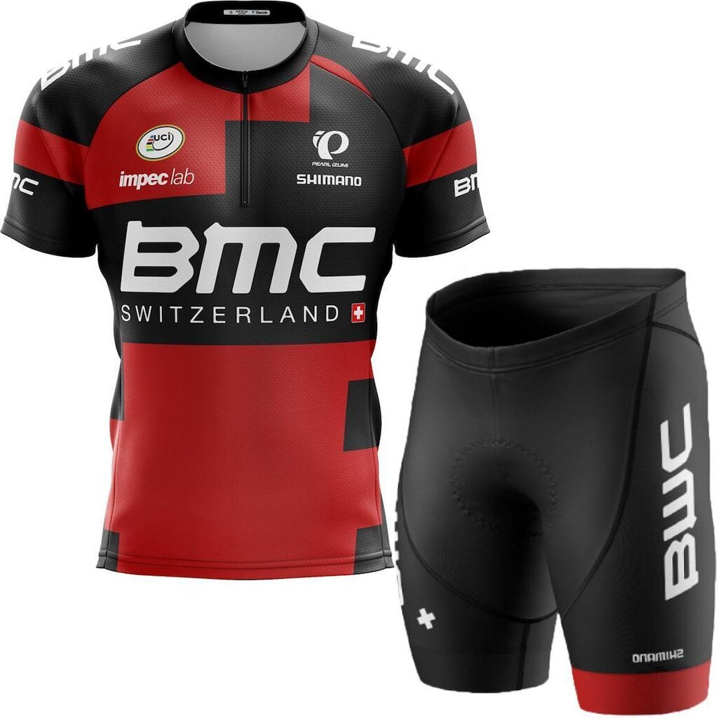Conjunto Ciclismo Camisa Manga Curta e Bermuda BMC Esportiva Bike Uv Mtb