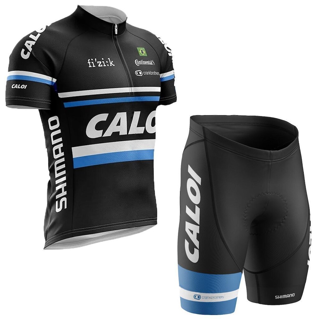 Conjunto Ciclismo Camisa Manga Curta e Bermuda Caloi Esportiva Bike Uv Mtb