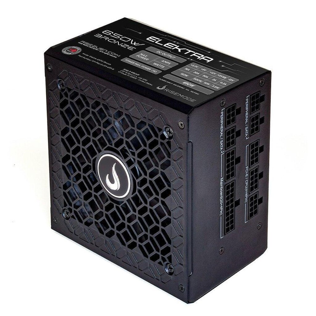 Fonte Gamer Rise Mode Elektra, 650W, Bronze, Full Modular, PFC Ativo, Preto - RM-PSU-ELKM-650-B
