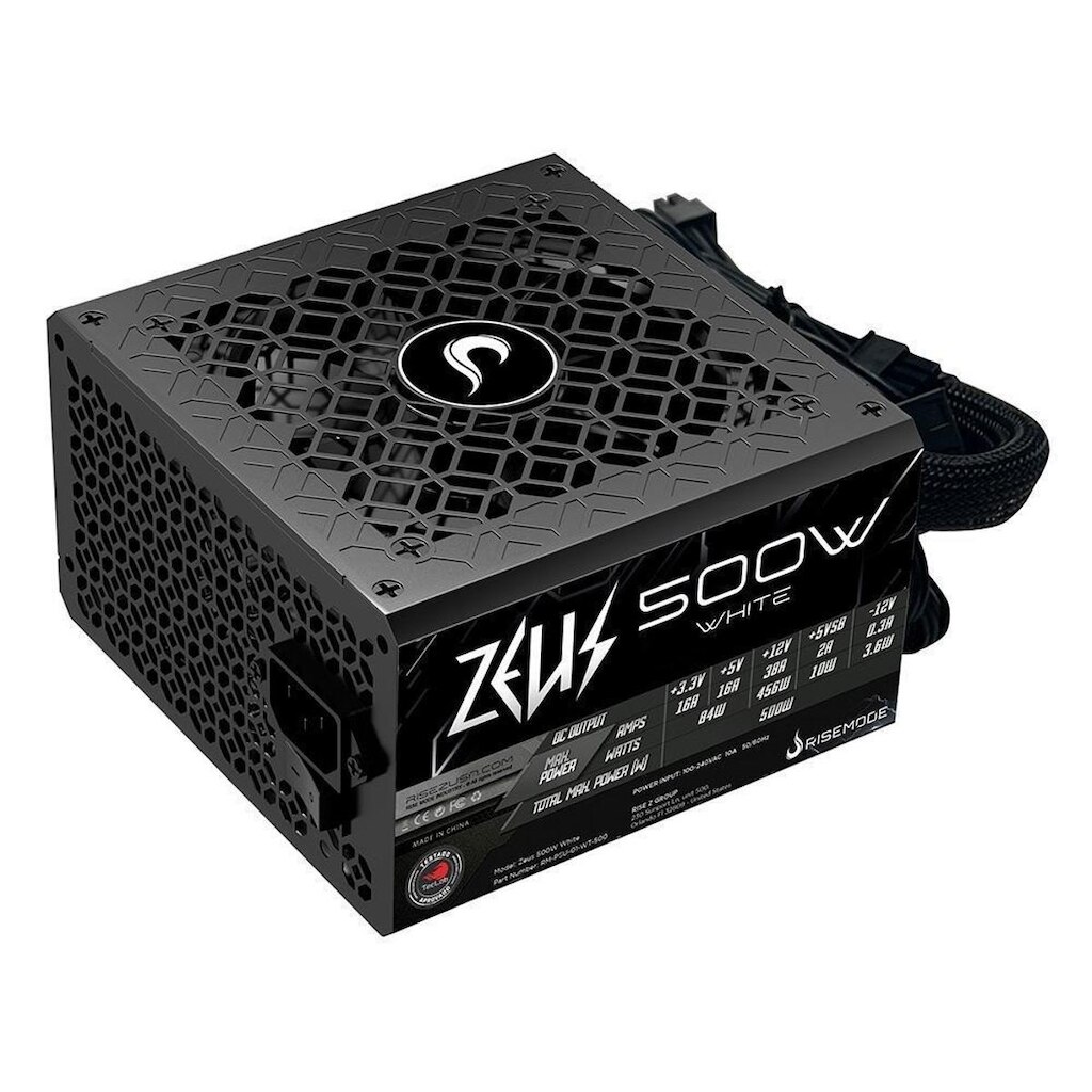 Fonte Gamer Rise Mode Zeus, 500W, PFC Ativo, Preto - RM-PSU-01-WT-500