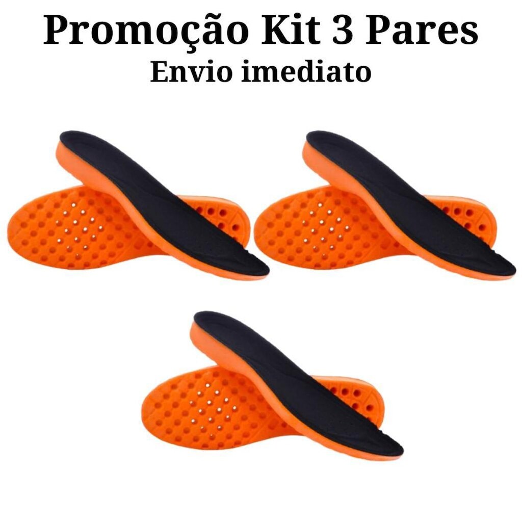 Kit 3 Palmilhas em Gel Ortopédica para Dores nos Pés Esporão
