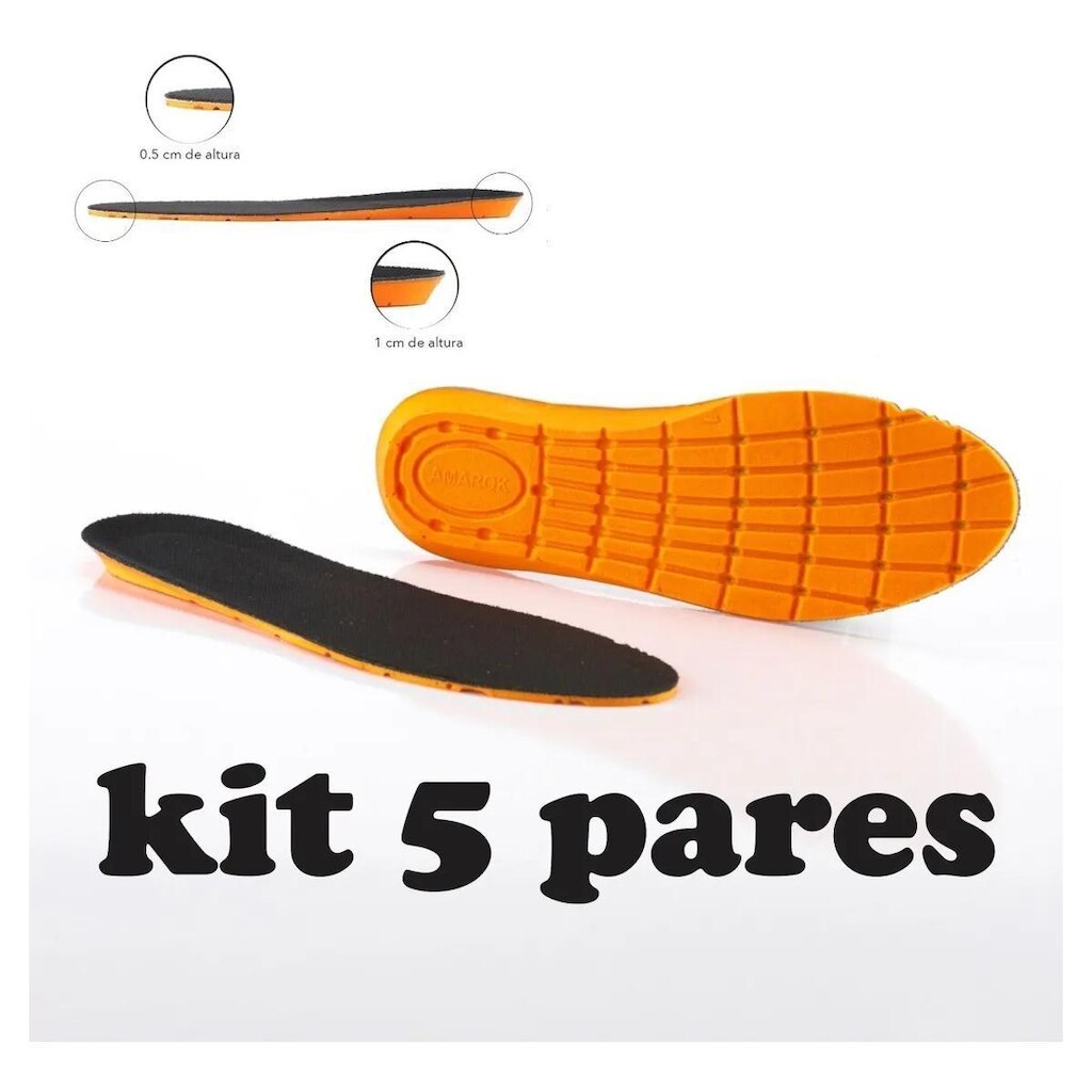 Kit 5 Pares de Palmilhas Gel PU Ultra Macia para Tênis Sapatênis Sapatos