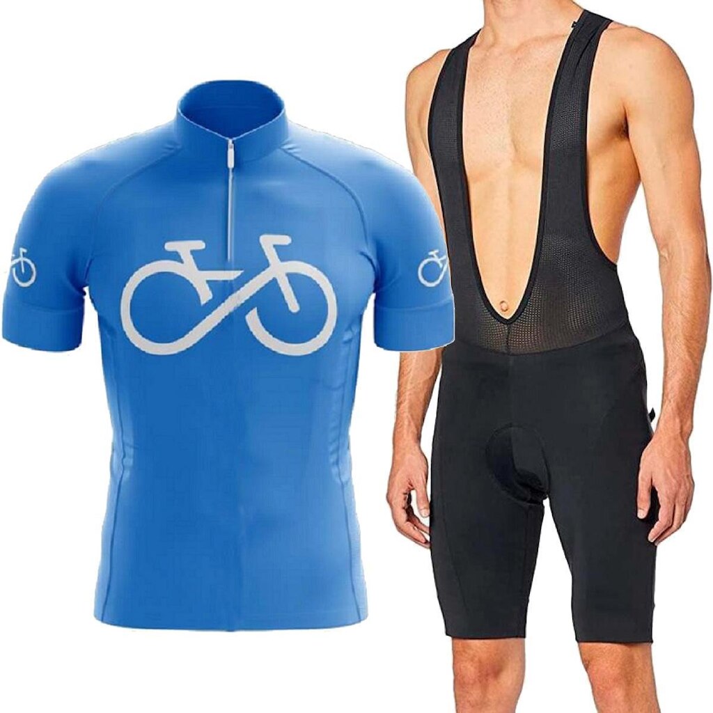 Kit Bretelle Gel Camisa Bike Forever Azul Ciclismo Pro Decole Unissex Dry