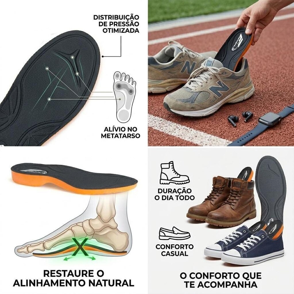 Palmilha Ortopédica de Gel P.U Confortável Unissex Palmilha de Gel Anatômica