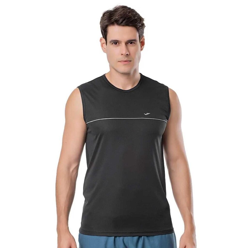 Regata Elite Contrastante Plus Size Masculino - Preto e Gelo Preto E Gelo EG3