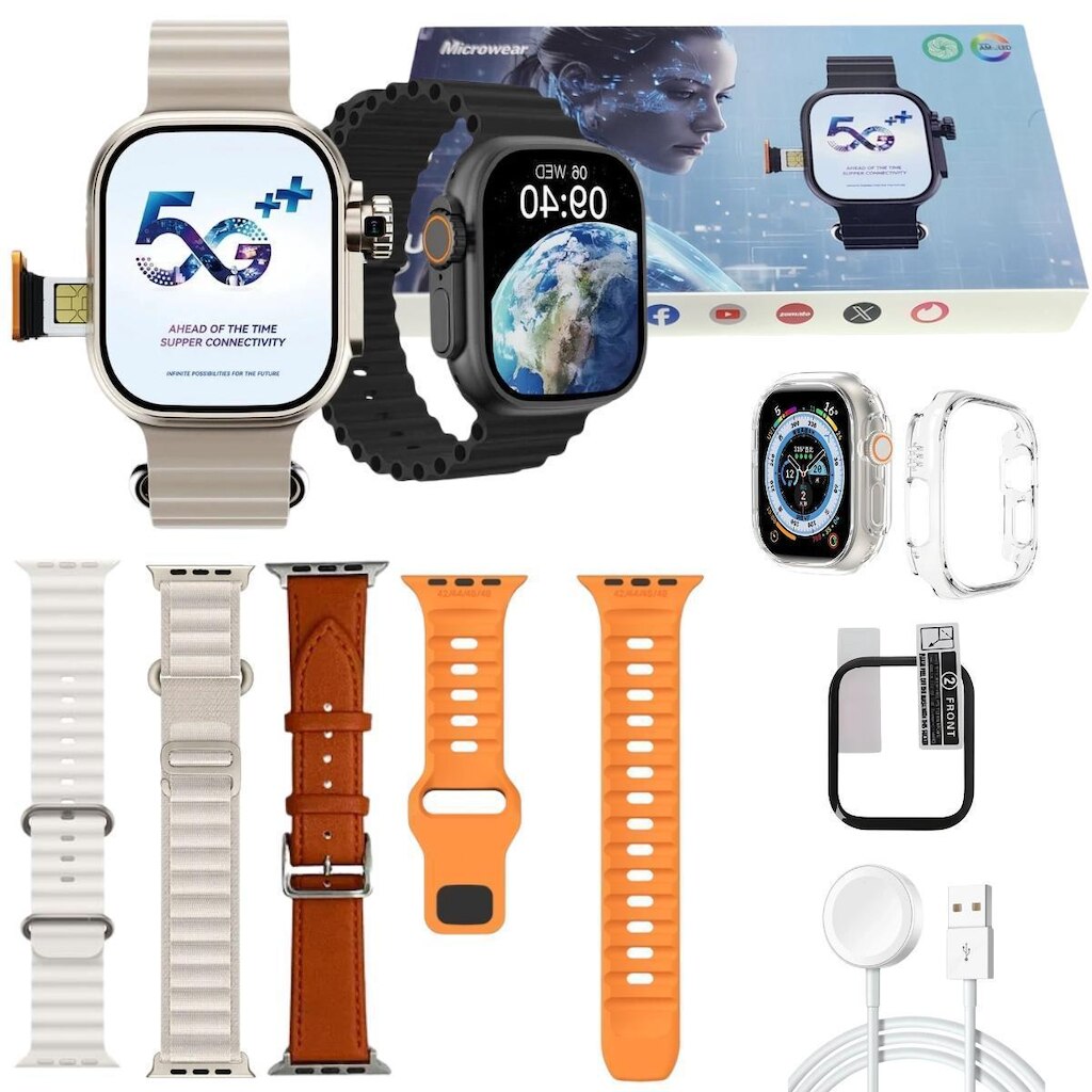 Smartwatch Ultra 3 Ai Chip 5g Câmera 16gb Kit 4 Pulseiras Relogio Inteligente Lançamento