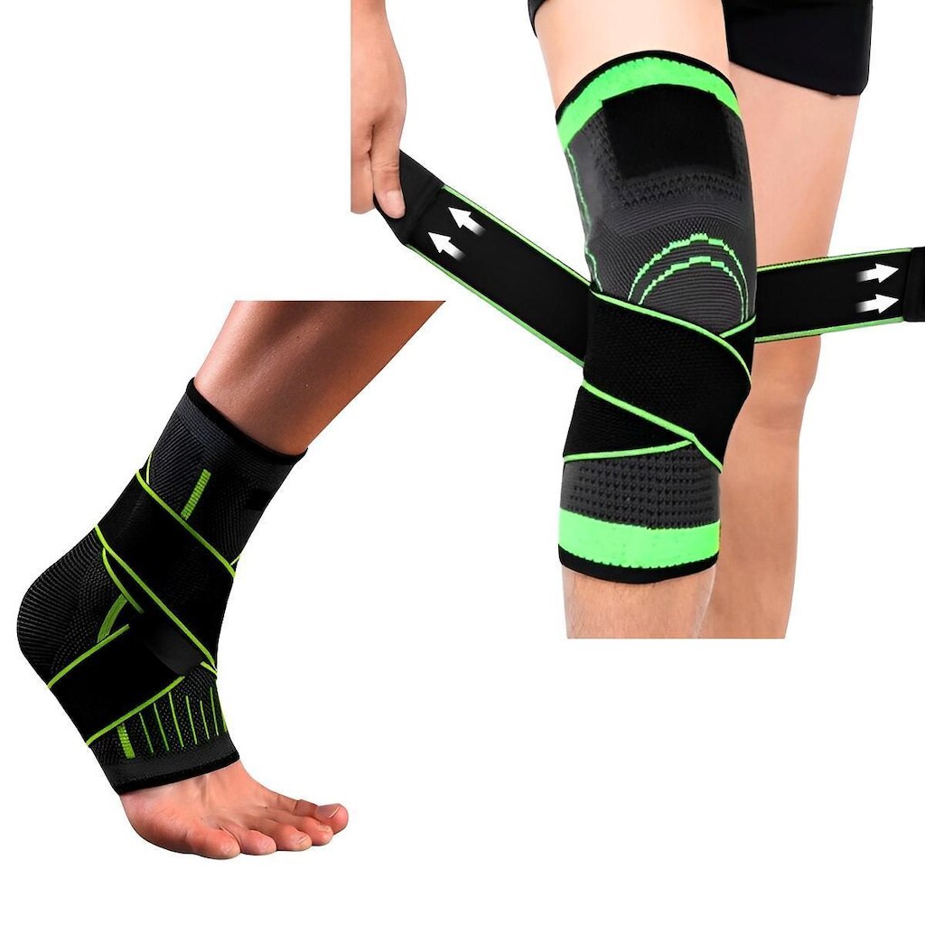 Tornozeleira De Compressão Ortopédica + Joelheira Ajustável Articulada Proteção Patelar Fisioterapia