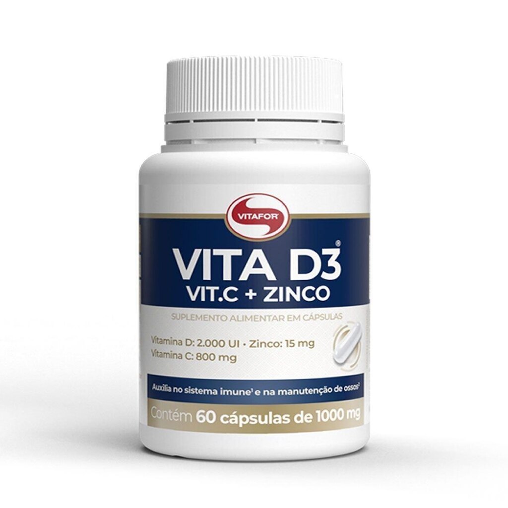 Vita D3 + Vit C + Zinco - 60 Cápsulas - Vitafor