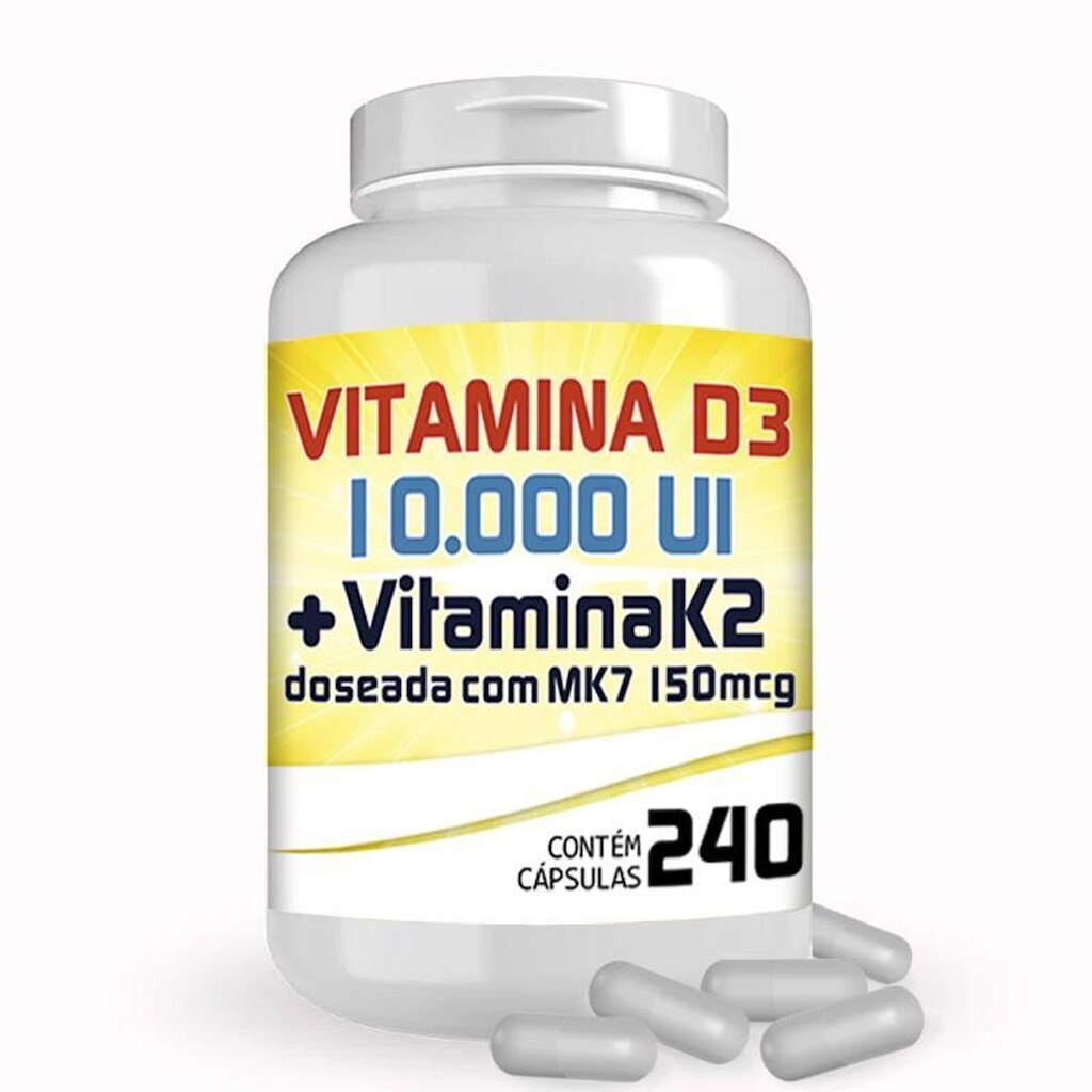 Vitamina D3 10.000 Ui + Vitamina K2 150mcg com 240 Cápsulas
